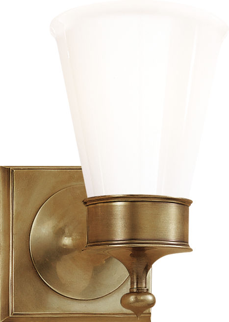 Siena Single Sconce | Hand-Rubbed Antique Brass | White Glass