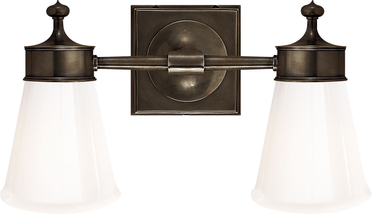 Siena Double Sconce | Bronze | White Glass