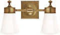 Siena Double Sconce | Hand-Rubbed Antique Brass | White Glass