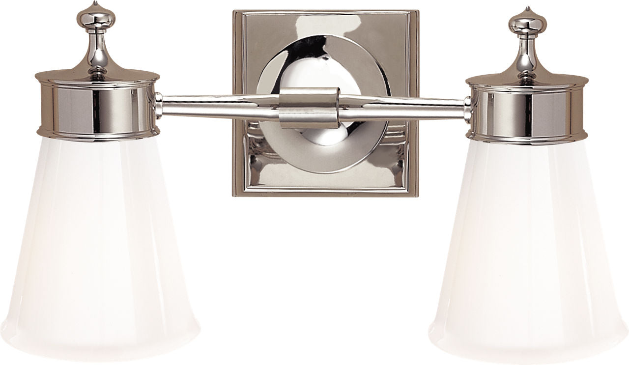 Siena Double Sconce | Polished Nickel | White Glass