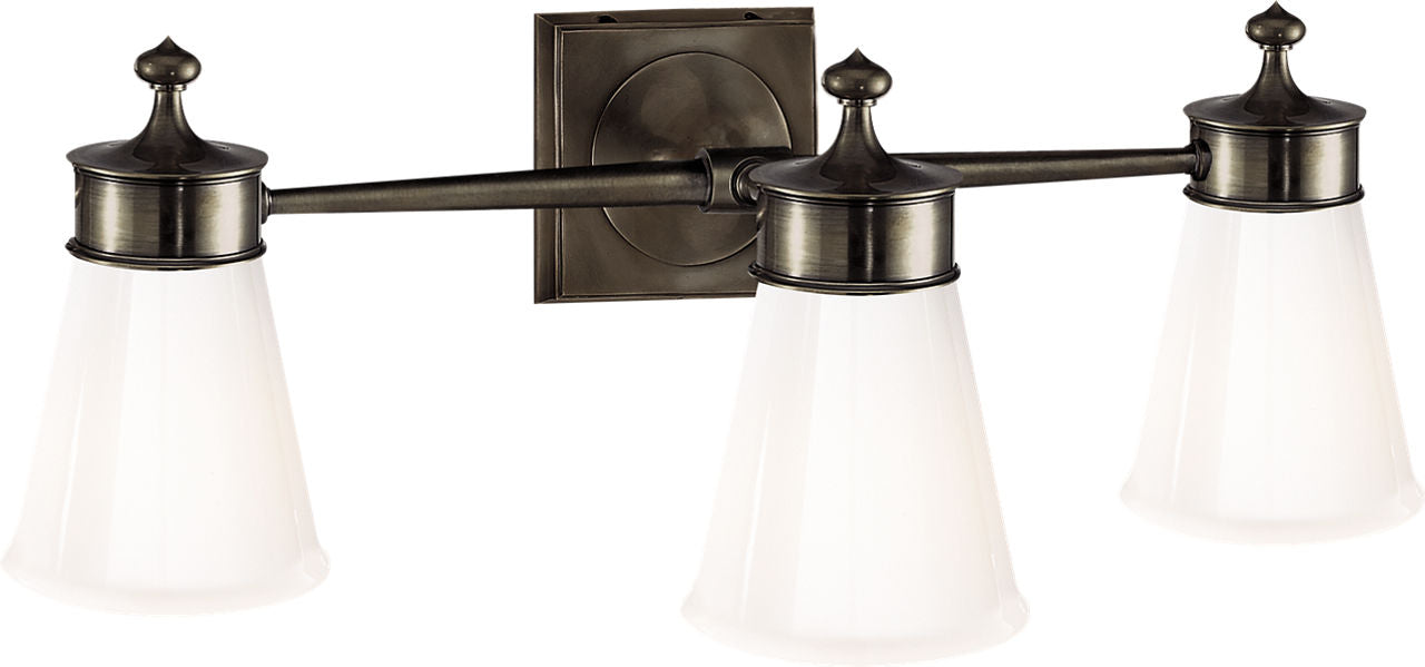 Siena Triple Sconce | Bronze | White Glass