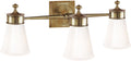 Siena Triple Sconce | Hand-Rubbed Antique Brass | White Glass