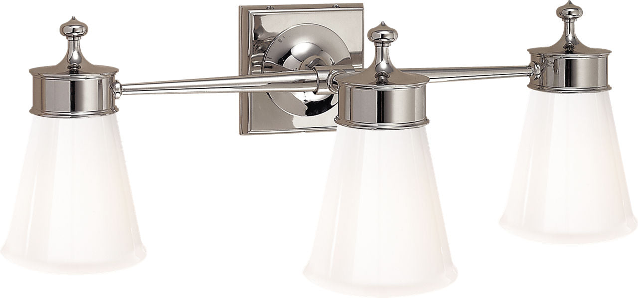 Siena Triple Sconce | Polished Nickel | White Glass
