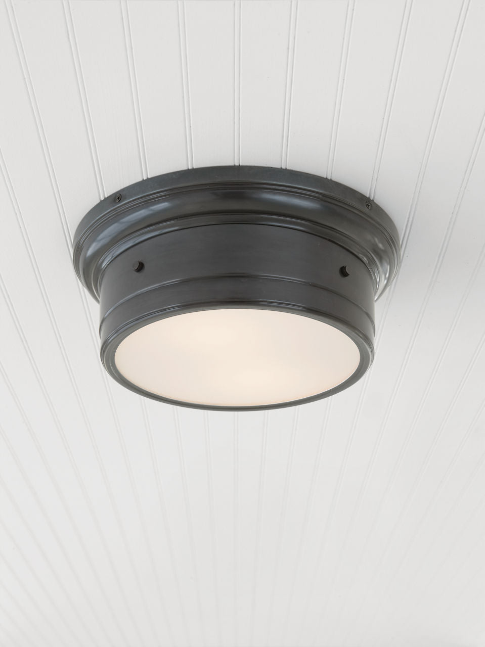 Siena Small Flush Mount | Bronze | White Glass