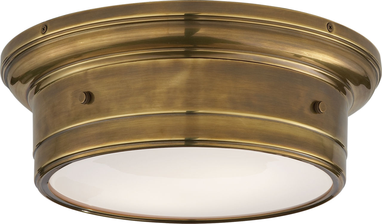 Siena Small Flush Mount | Hand-Rubbed Antique Brass | White Glass
