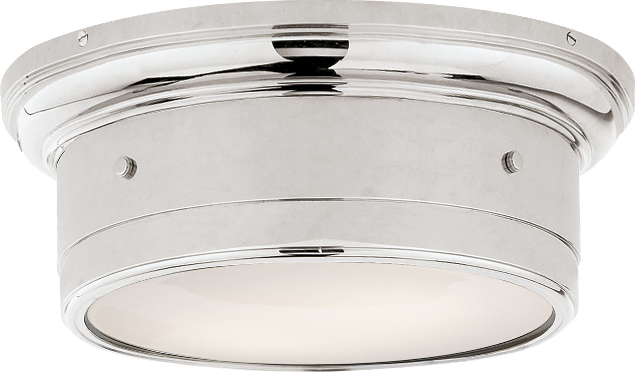 Siena Small Flush Mount | Polished Nickel | White Glass