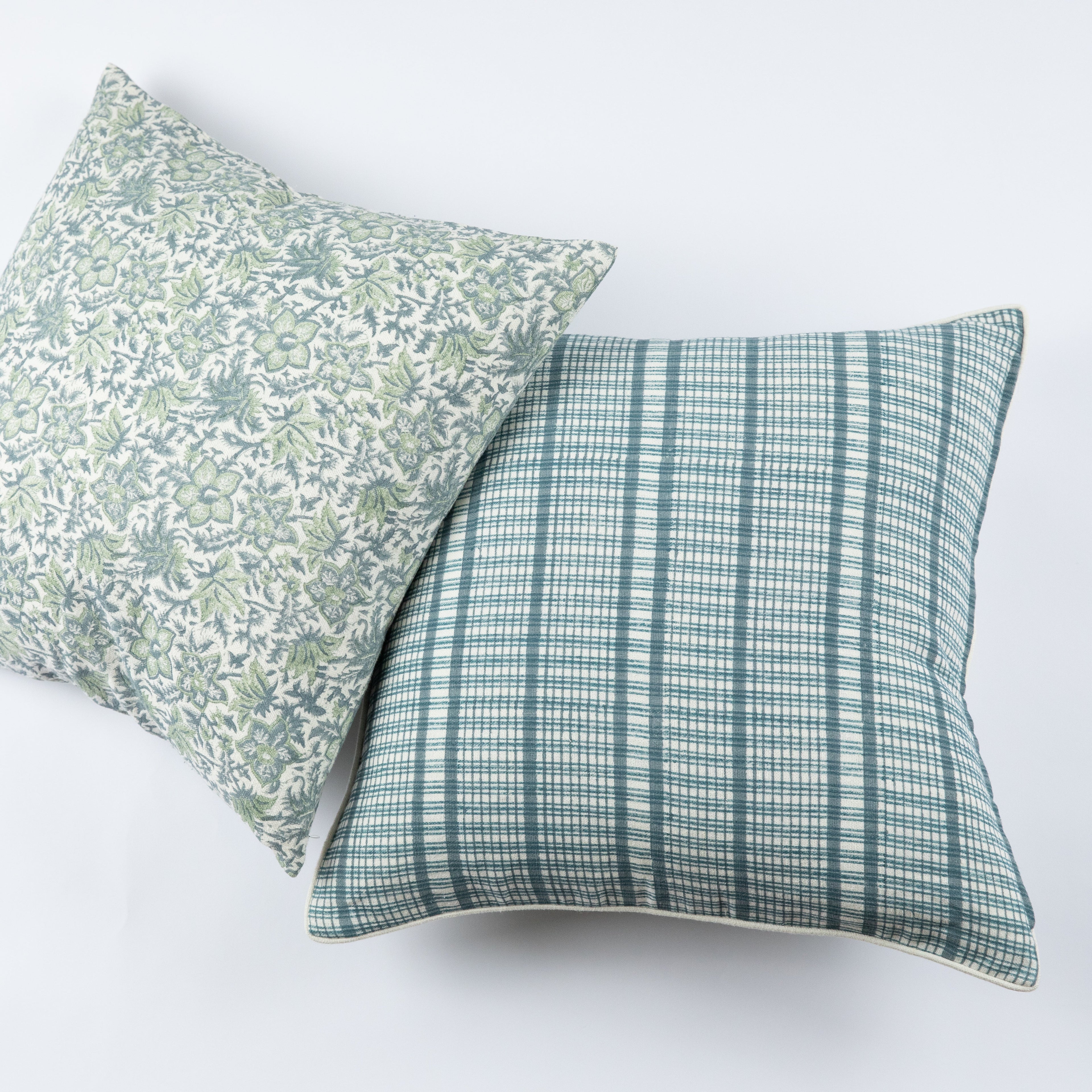 Noto Teal on White Pillow