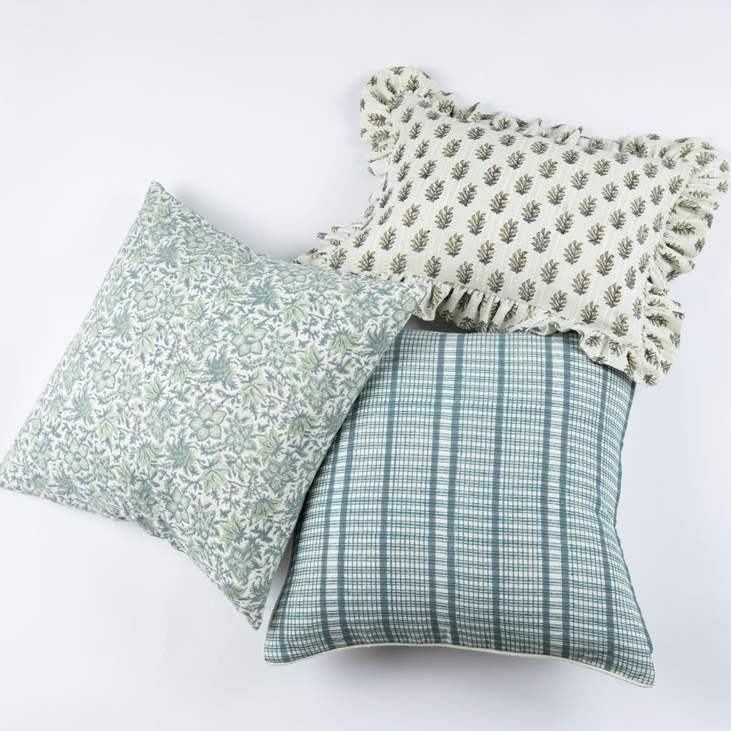 Noto Teal on White Pillow