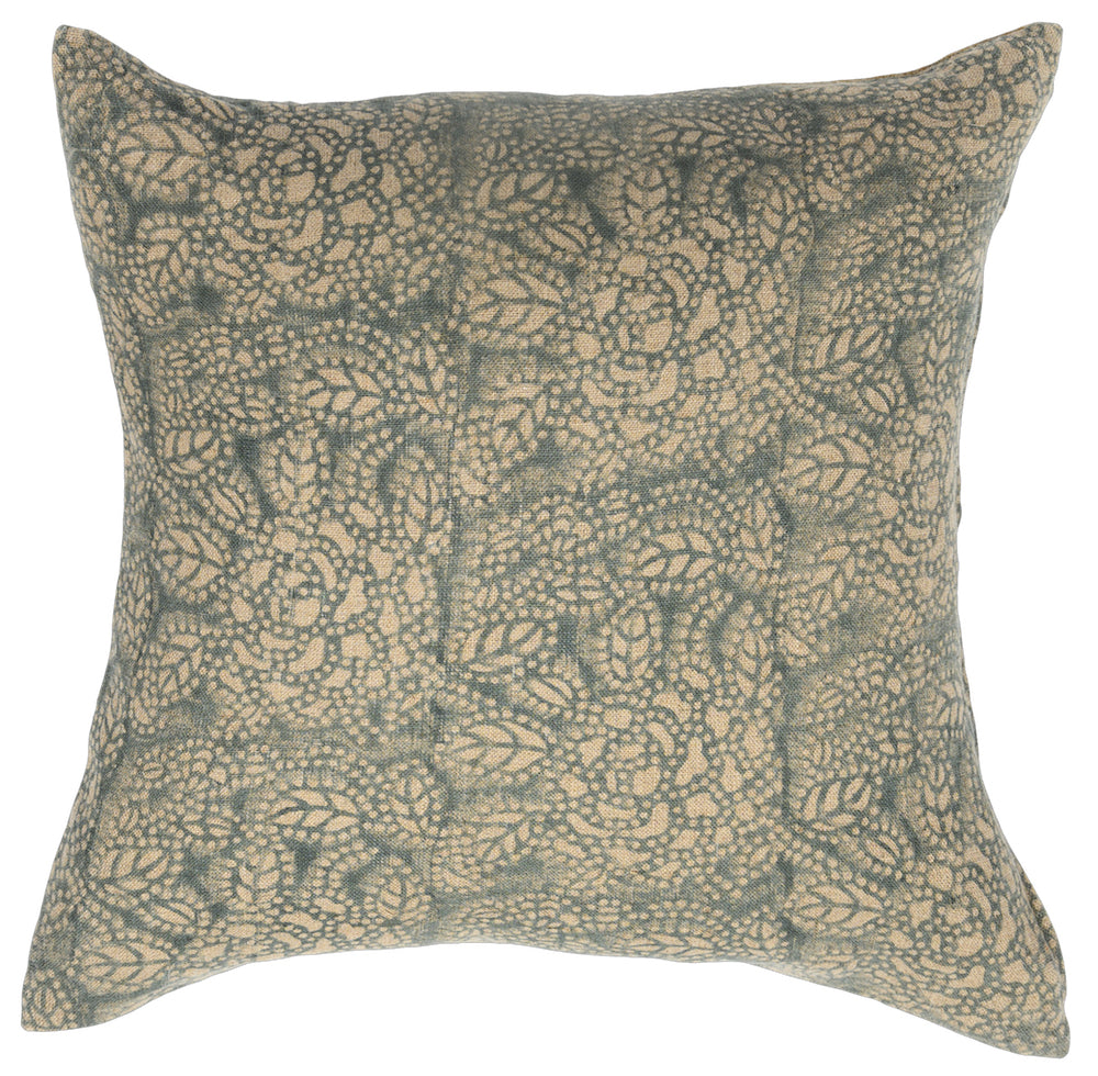Sicily Teal on Natural Pillow