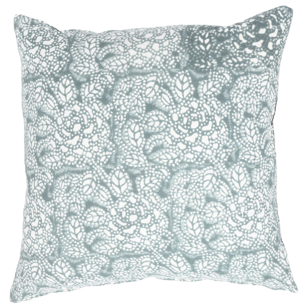 Sicily Teal on White Pillow