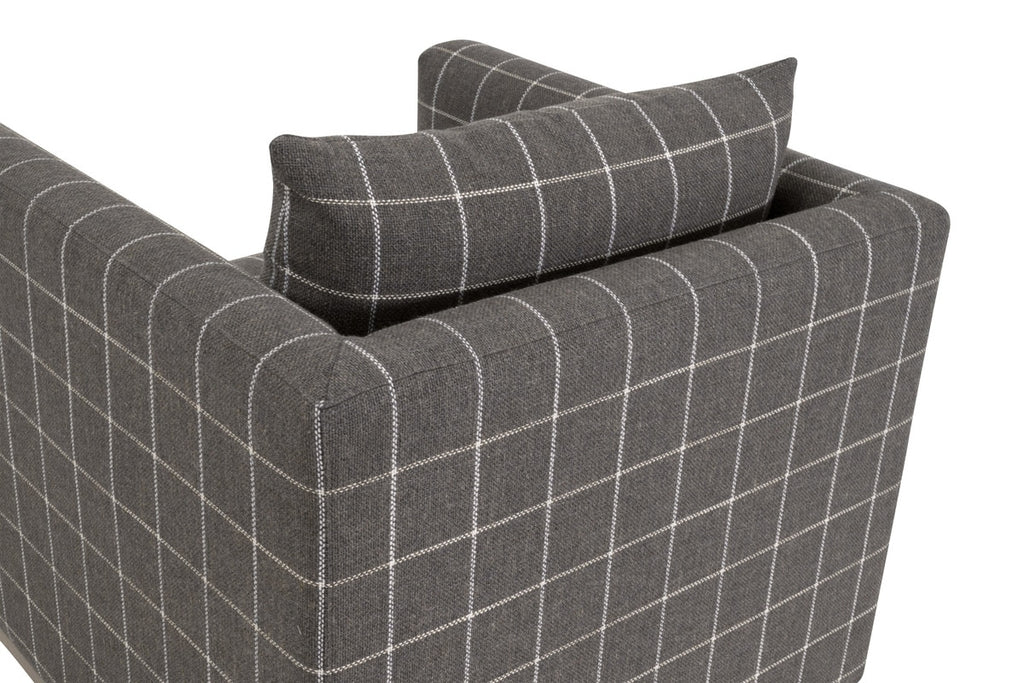 Siena Plinth Base Swivel Club Chair | Performance Windowpane Steel