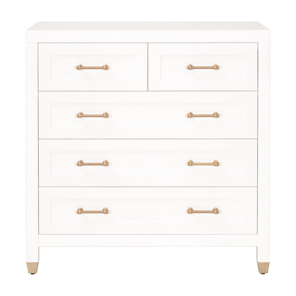 Stella 5-Drawer High Chest | Matte White
