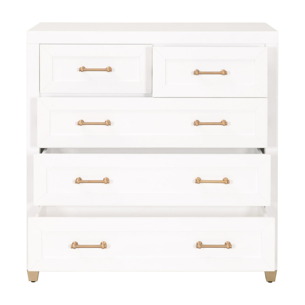 Stella 5-Drawer High Chest | Matte White