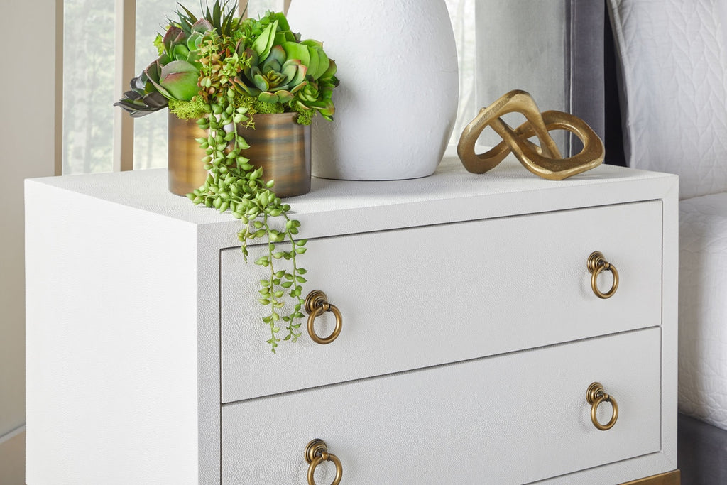 Strand Shagreen 2-Drawer Nightstand | Pearl Shagreen