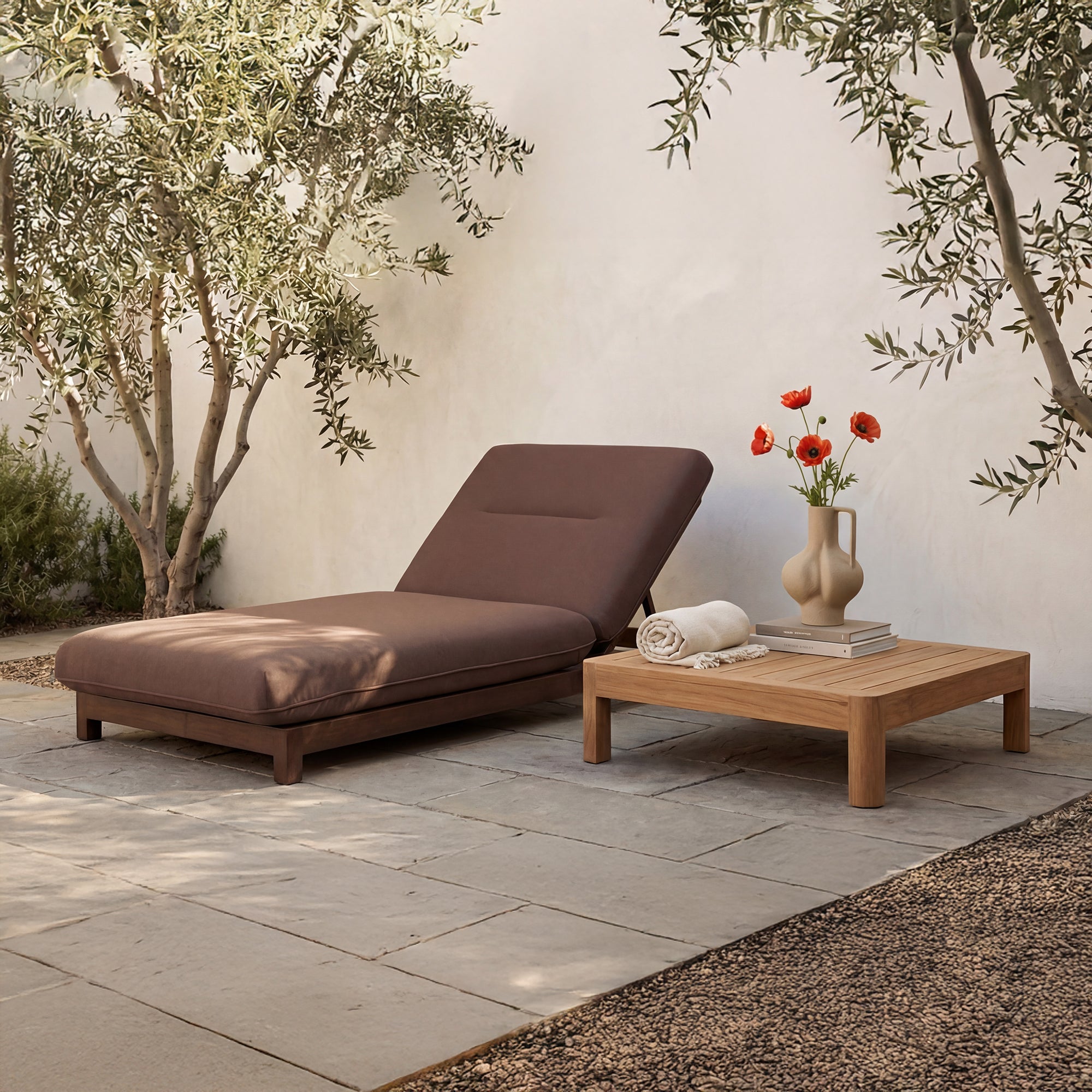 Enzo Outdoor Adjustable Lounge Chair Brown