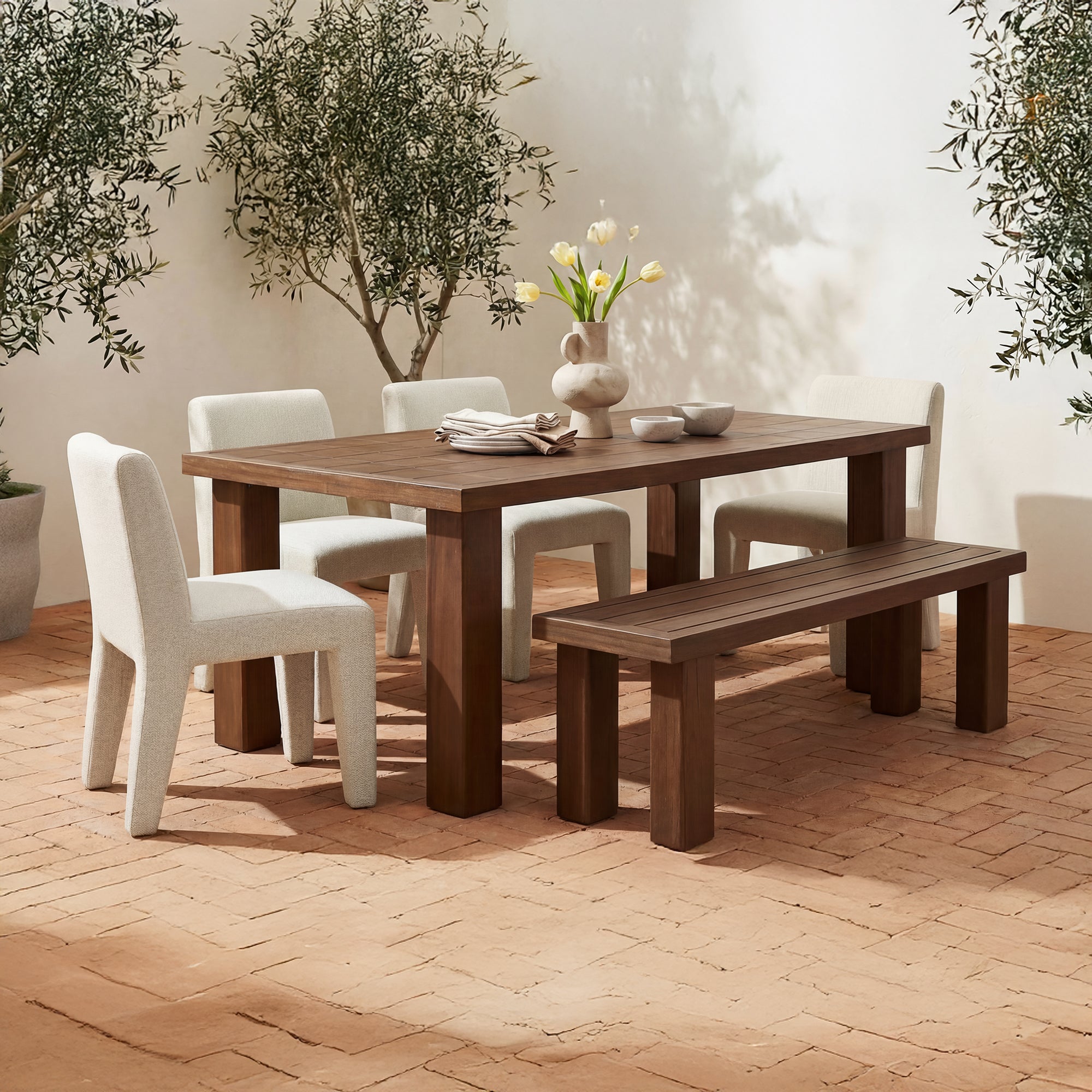 Marina Outdoor Bench Brown