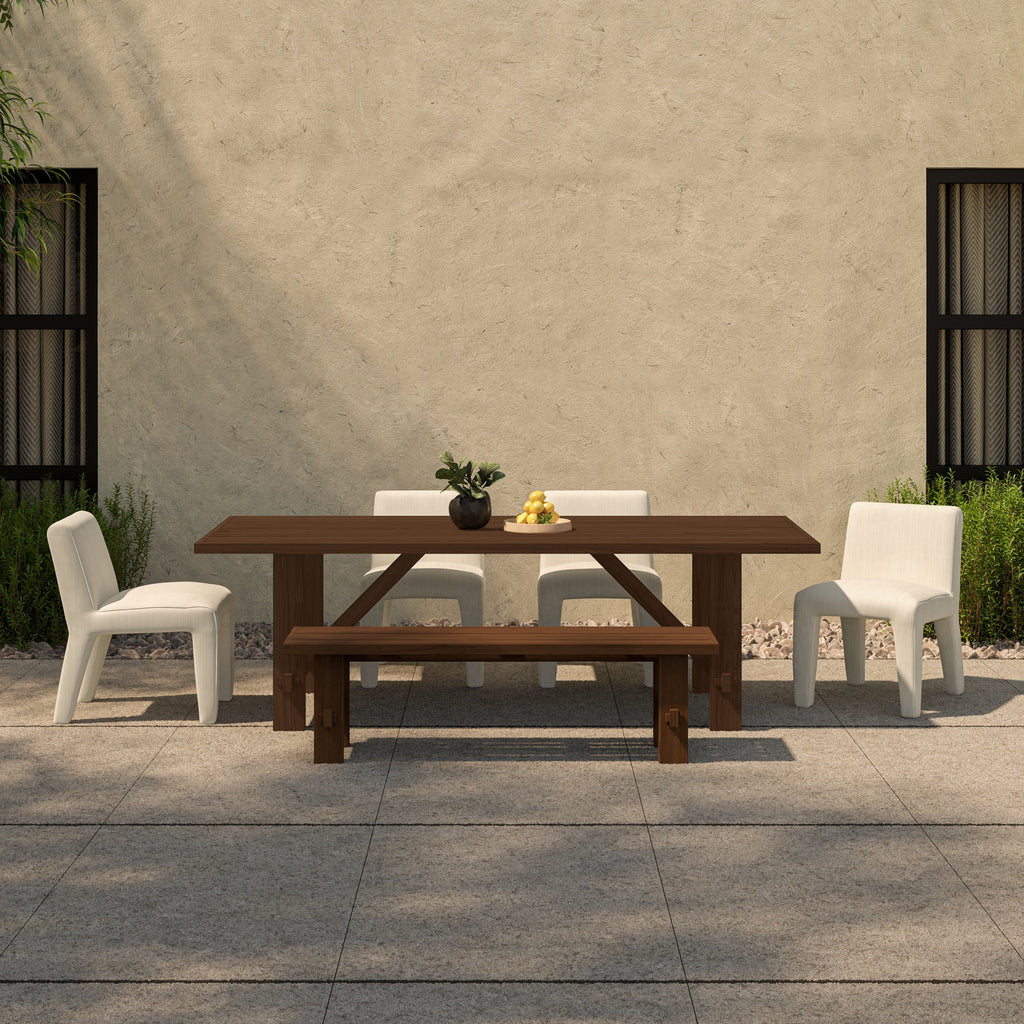 Esmond Outdoor Dining Bench Brown