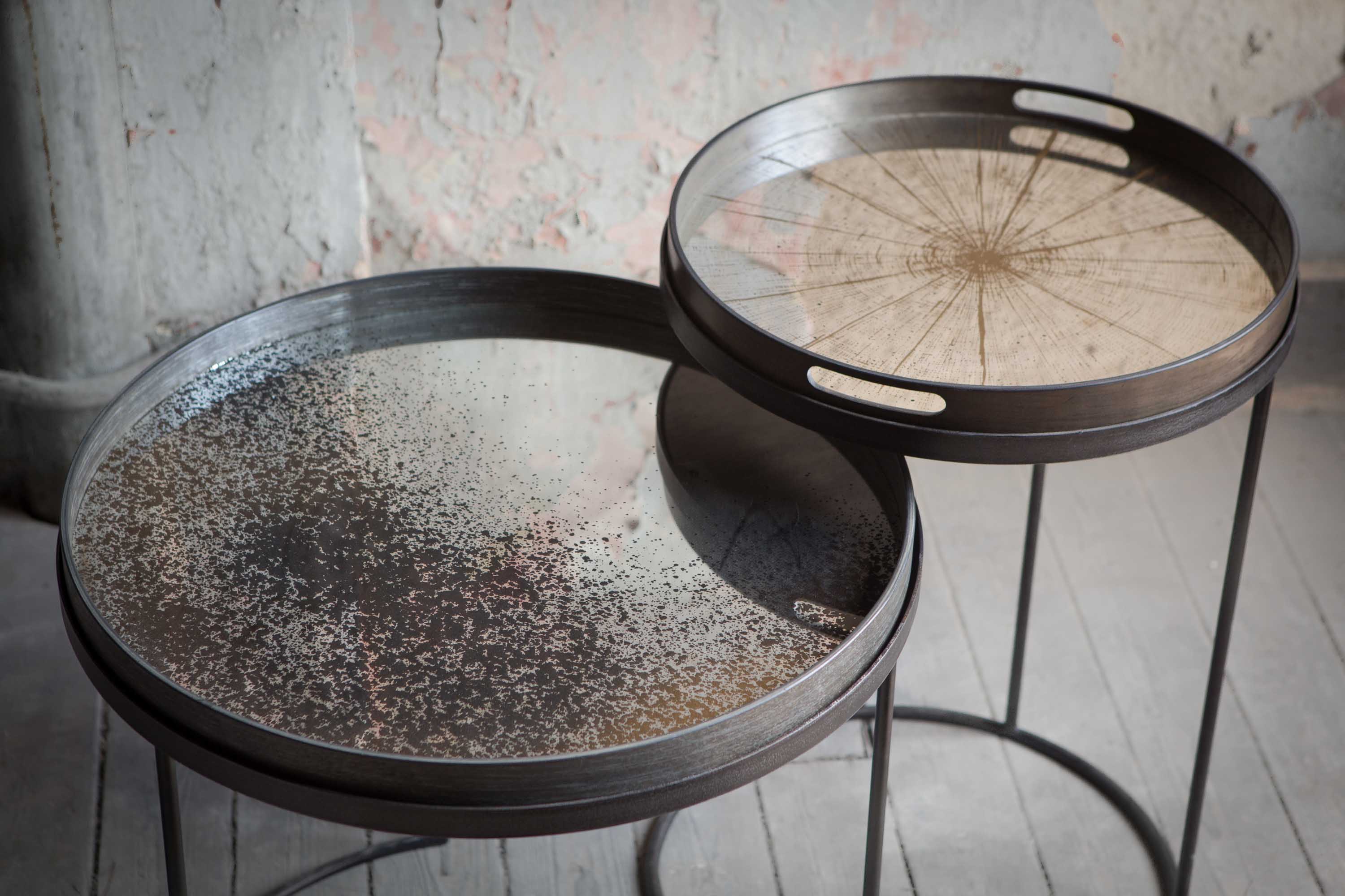 Aged Tray | Mirror | Clear | Round | L