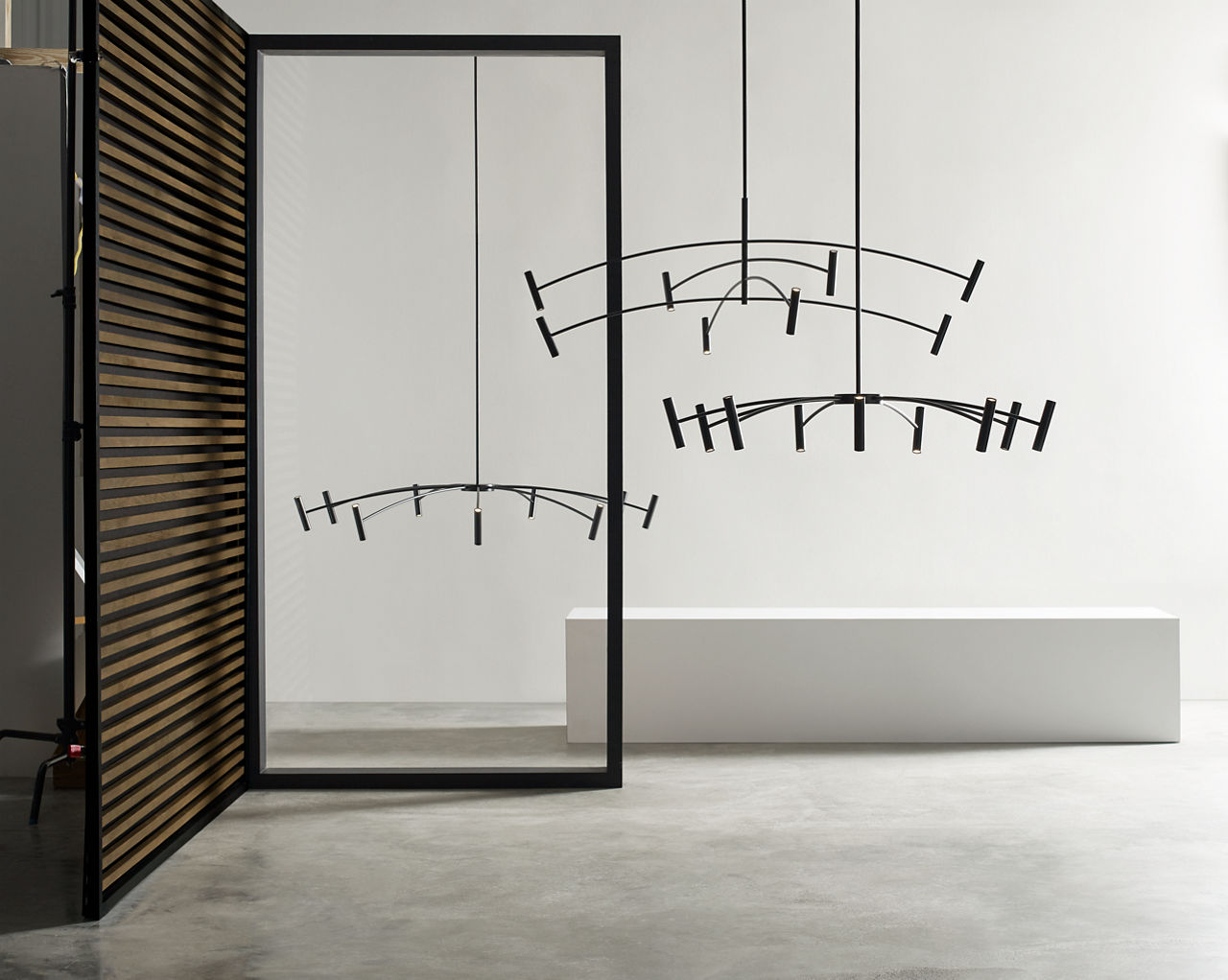 Aerial 55 Chandelier Matte Black 3000K 90 CRI integrated led 90 cri 3000k 120v