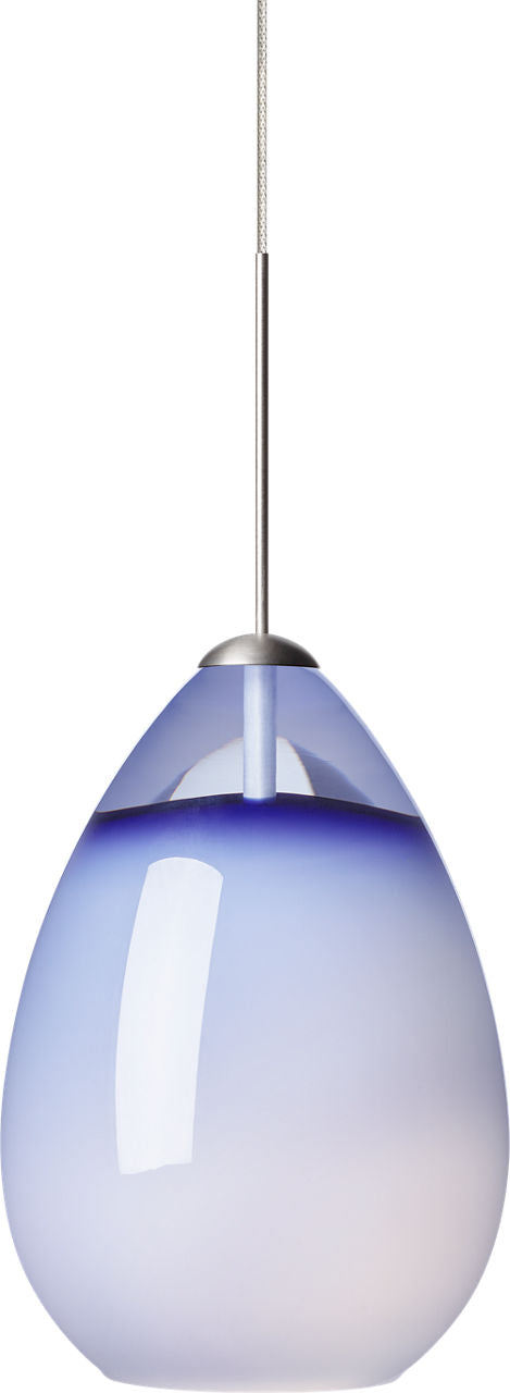 Alina Pendant | Satin Nickel | Steel Blue Glass MonoRail Bulb(s) Included