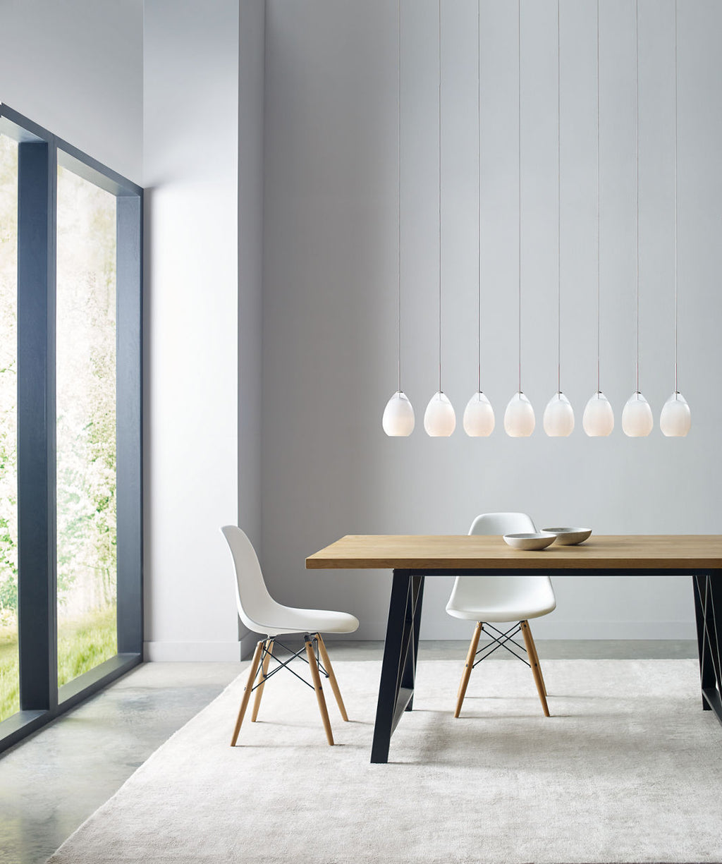 Alina Pendant | Satin Nickel | White Glass FreeJack Bulb(s) Included