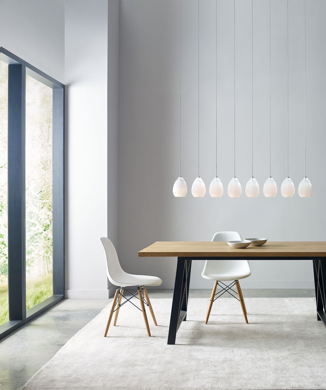 Alina Pendant | Satin Nickel | White Glass FreeJack Bulb(s) Included