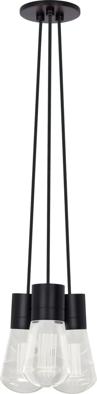 Alva Pendant 3-LITE Chandelier Black Cord Black 3000K-2200K 90 CRI LED warm color dimming 3000-2200k 120v (t24)
