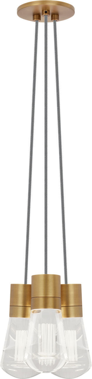 Alva Pendant 3-LITE Chandelier Blue Natural Brass 3000K 90 CRI LED 3000k 120v (t24)