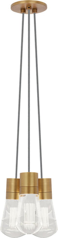 Alva Pendant 3-LITE Chandelier Blue Natural Brass 3000K 90 CRI LED 3000k 120v (t24)
