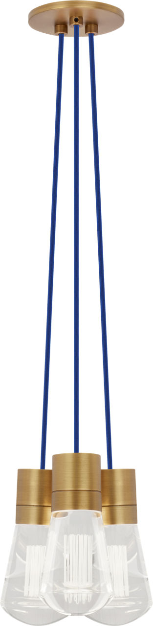 Alva Pendant 3-LITE Chandelier Blue Natural Brass 3000K 90 CRI LED 3000k 120v (t24)