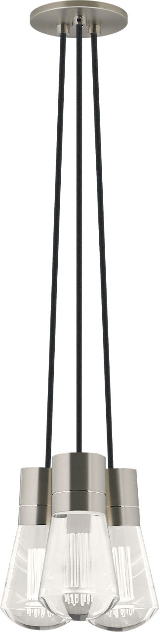 Alva Pendant 3-LITE CHANDELIER Black Cord Satin Nickel 3000K-2200K 90 CRI led 90 cri warm color dimming 3000-2200k 120v (t24)