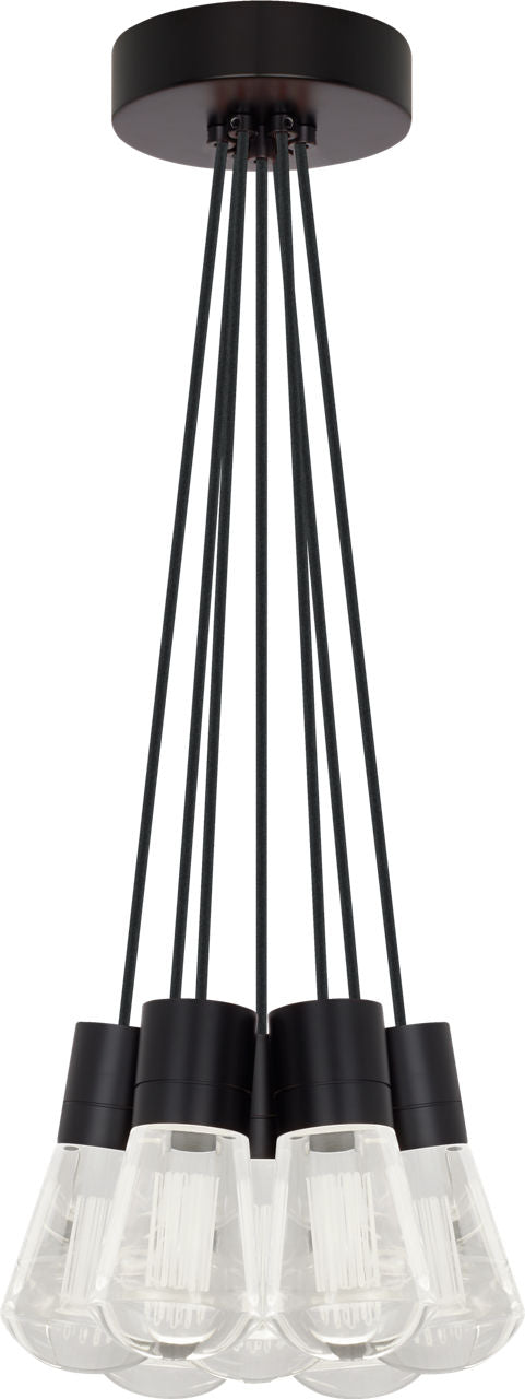 Alva Pendant 7-LITE CHANDELIER Black Cord Black 3000K-2200K 90 CRI led 90 cri warm color dimming 3000-2200k 120v (t24)