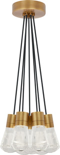 Alva Pendant 7-LITE CHANDELIER Black Cord Natural Brass 3000K-2200K 90 CRI led 90 cri warm color dimming 3000-2200k 120v (t24)