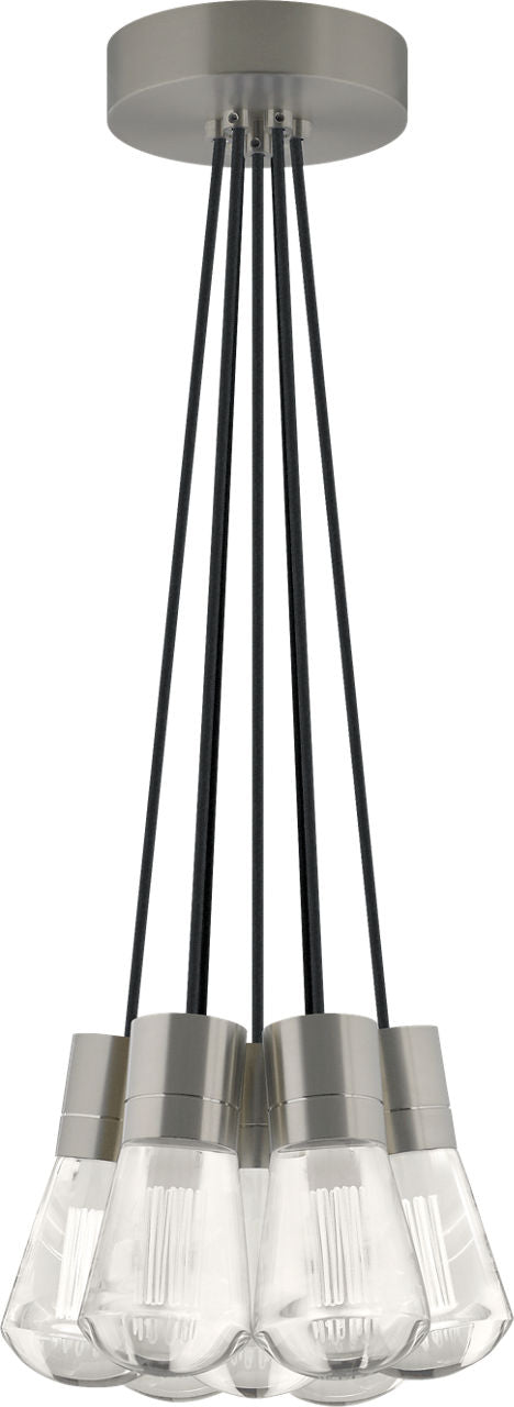 Alva Pendant 7-LITE CHANDELIER Black Cord Satin Nickel 3000K-2200K 90 CRI led 90 cri warm color dimming 3000-2200k 120v (t24)