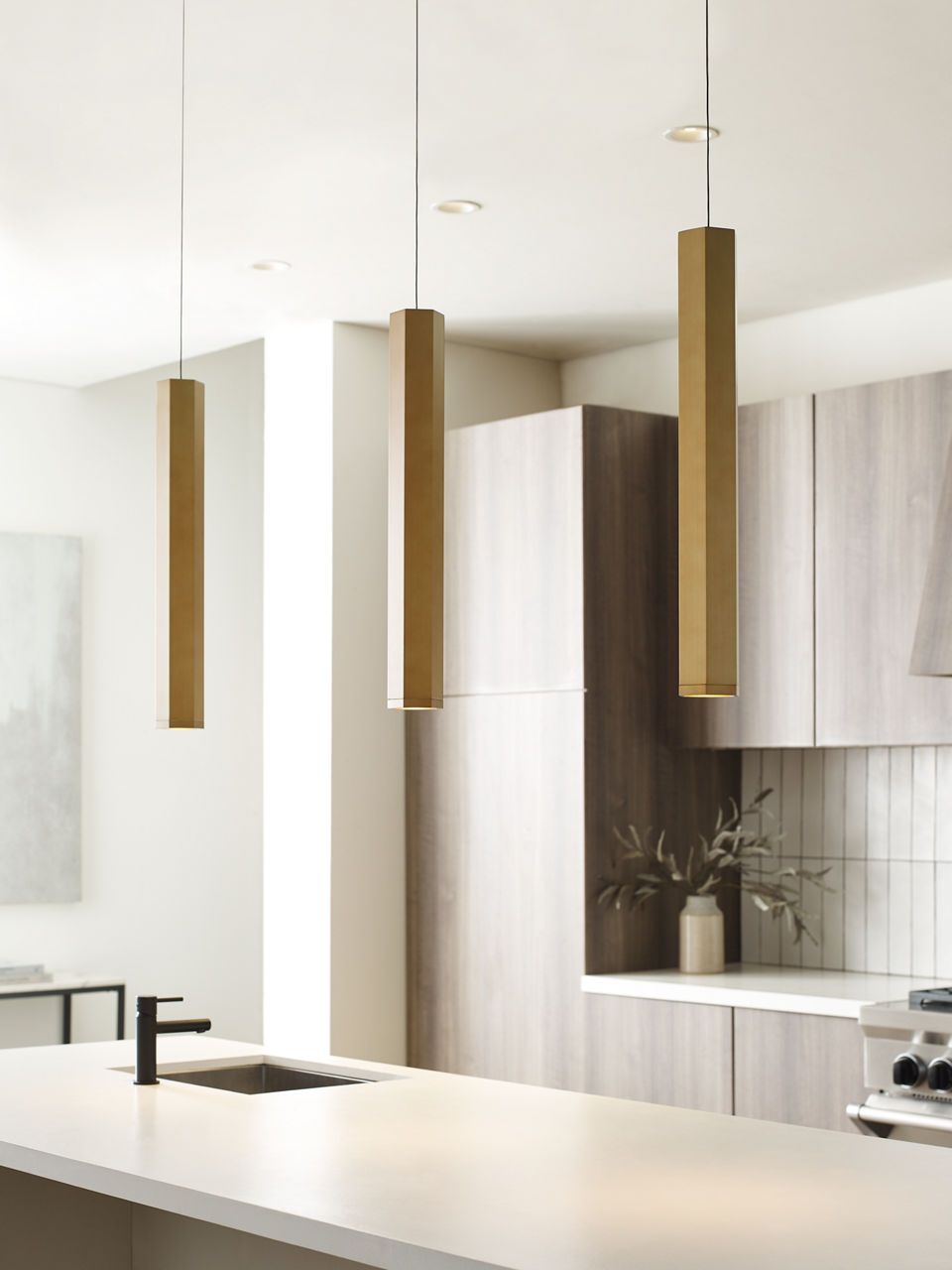 Blok Large Pendant | Aged Brass and Aged Brass |  FreeJack Bulb(s) Included