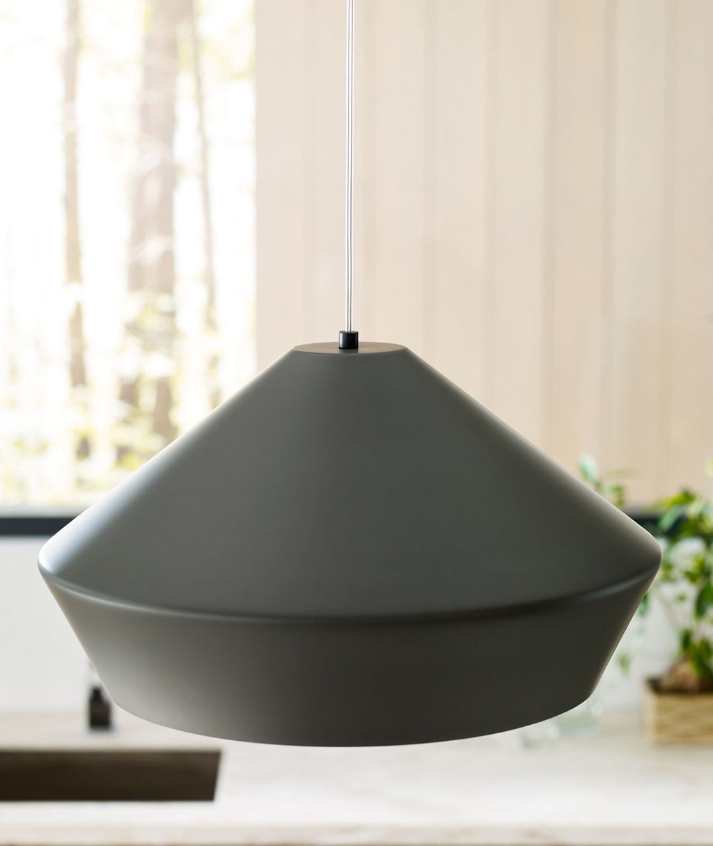 Brummel Grande Pendant | Satin Nickel | Charcoal Gray Bulb(s) Not Included
