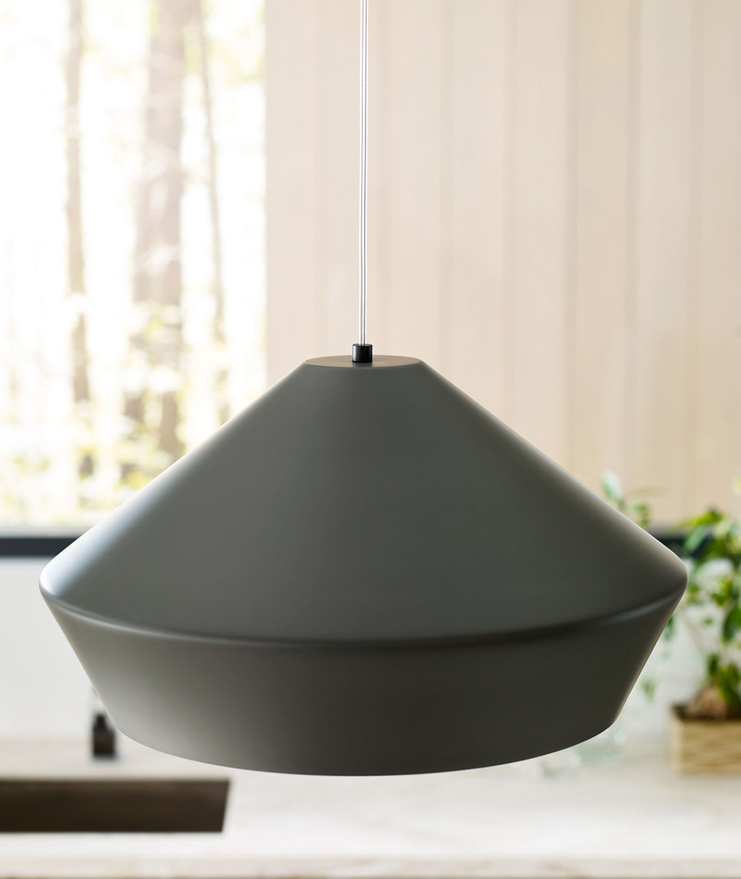Brummel Grande Pendant | Satin Nickel | Charcoal Gray Bulb(s) Included