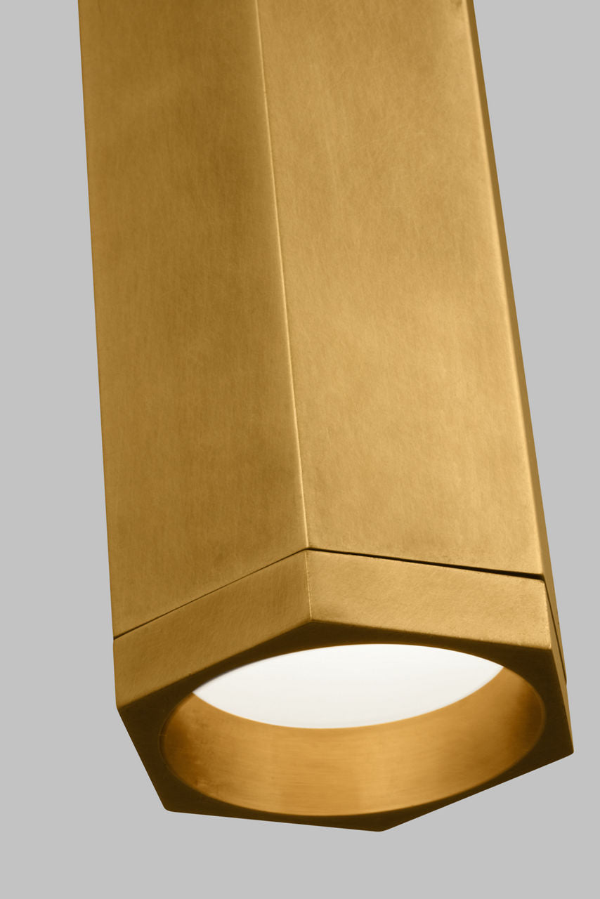 Blok Small Pendant | Aged Brass and Aged Brass |  Monopoint Bulb(s) Not Included