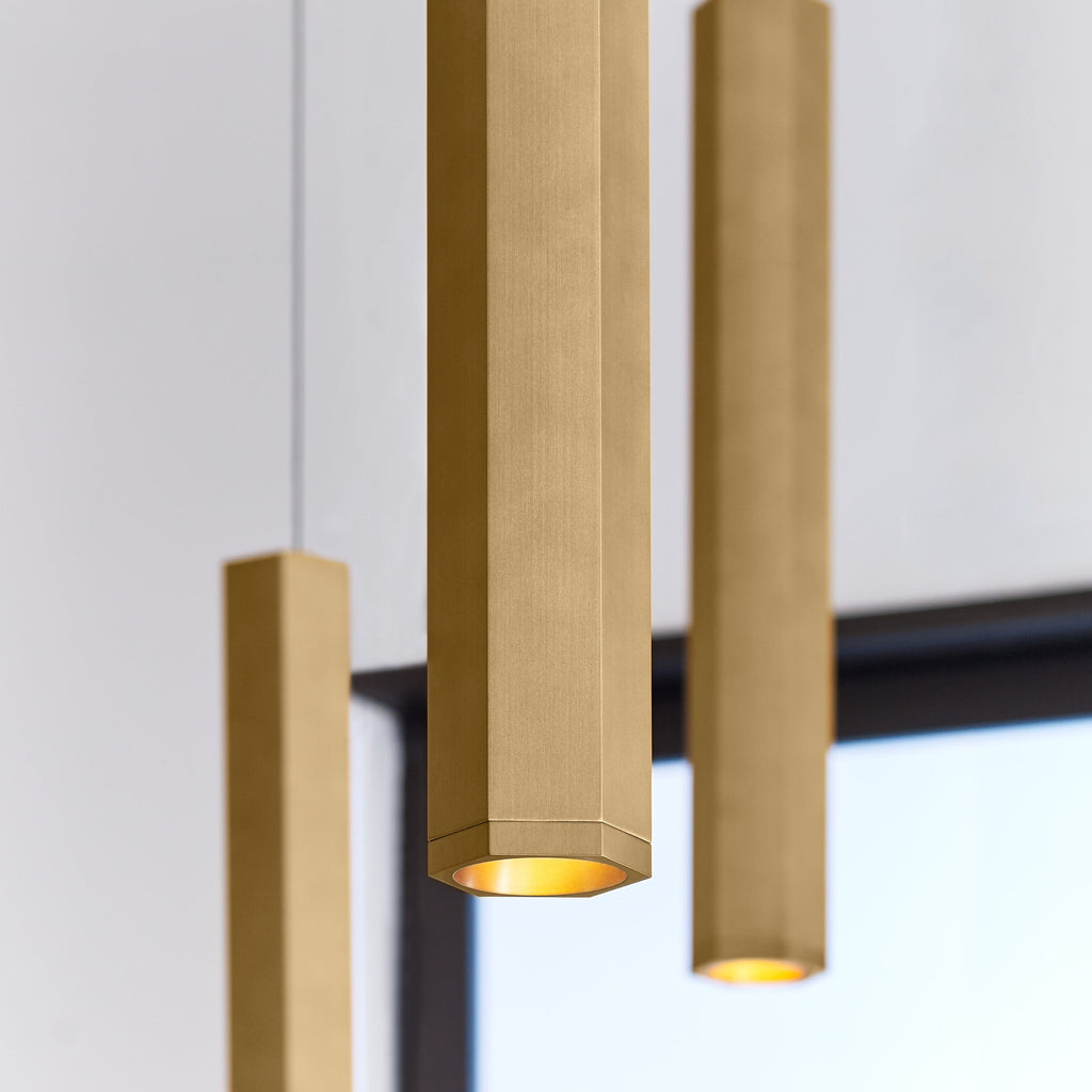 Blok Large Pendant | Aged Brass and Aged Brass |  MonoRail Bulb(s) Included