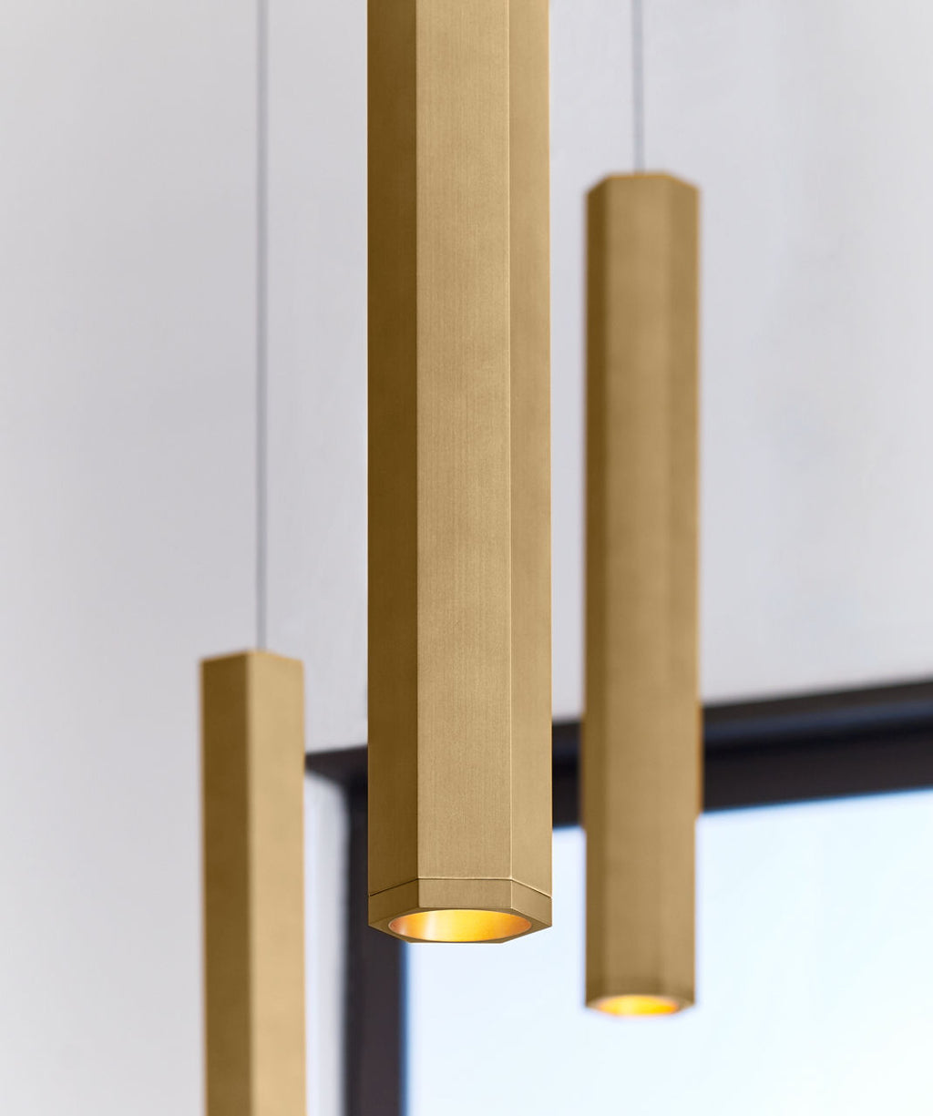 Blok Small Pendant | Aged Brass and Aged Brass |  MonoRail Bulb(s) Not Included