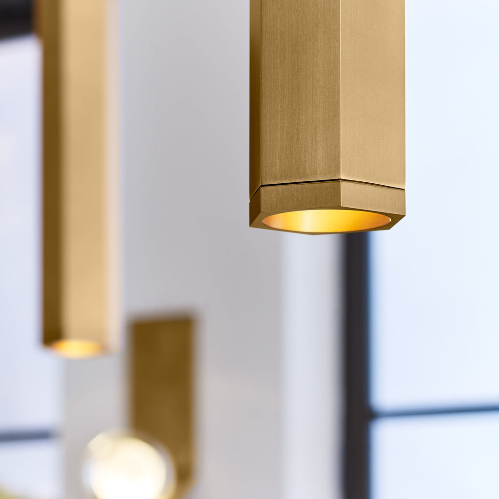 Blok Large Pendant | Aged Brass and Aged Brass |  MonoRail Bulb(s) Included