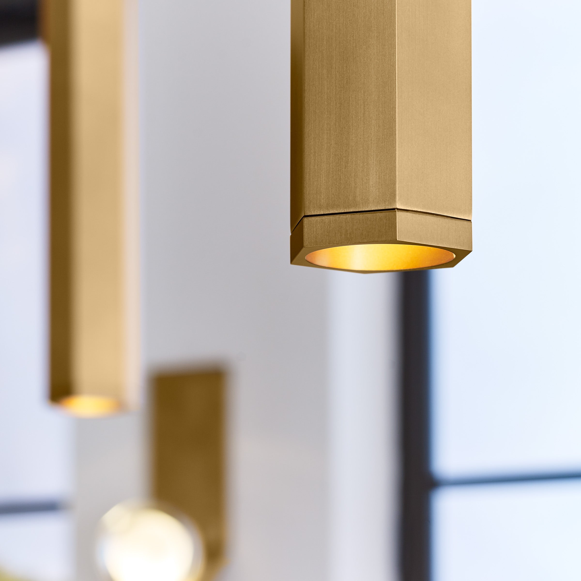 Blok Large Pendant | Aged Brass and Aged Brass |  MonoRail Bulb(s) Included
