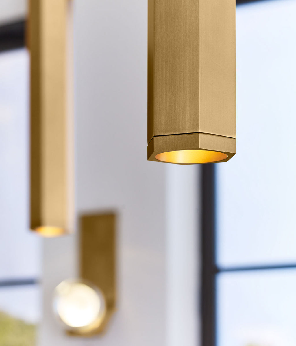 Blok Small Pendant | Aged Brass and Aged Brass |  MonoRail Bulb(s) Not Included