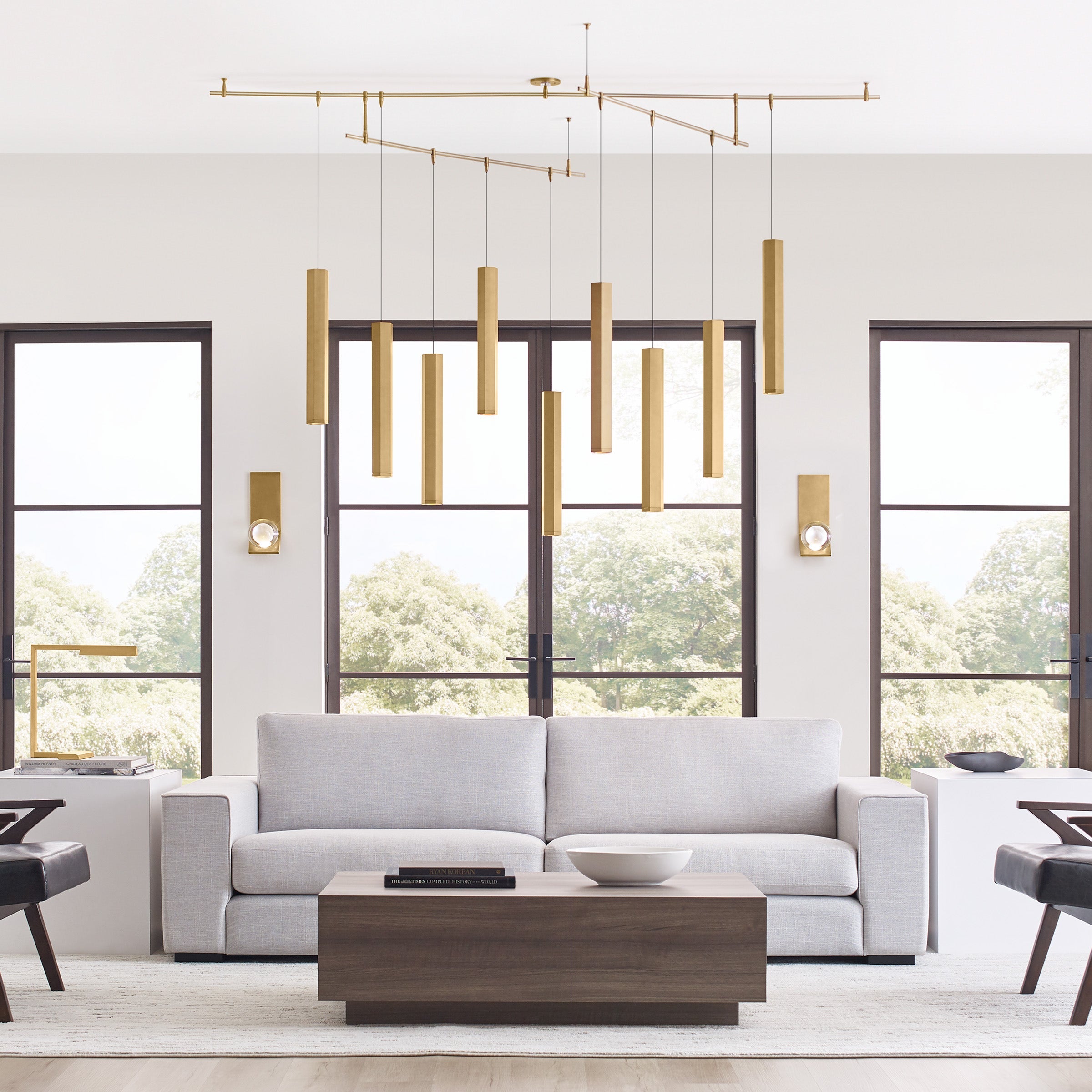 Blok Large Pendant | Aged Brass and Aged Brass |  MonoRail Bulb(s) Included