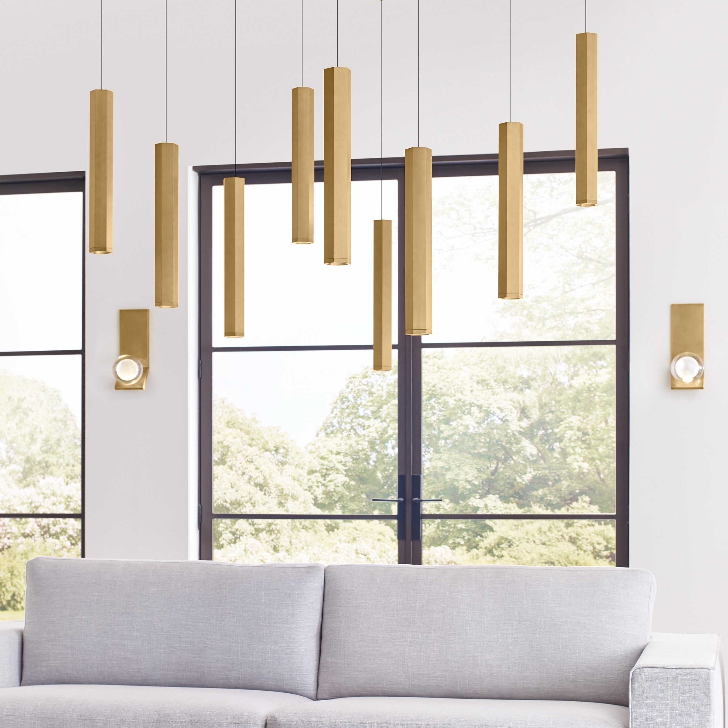 Blok Large Pendant | Aged Brass and Aged Brass |  MonoRail Bulb(s) Included