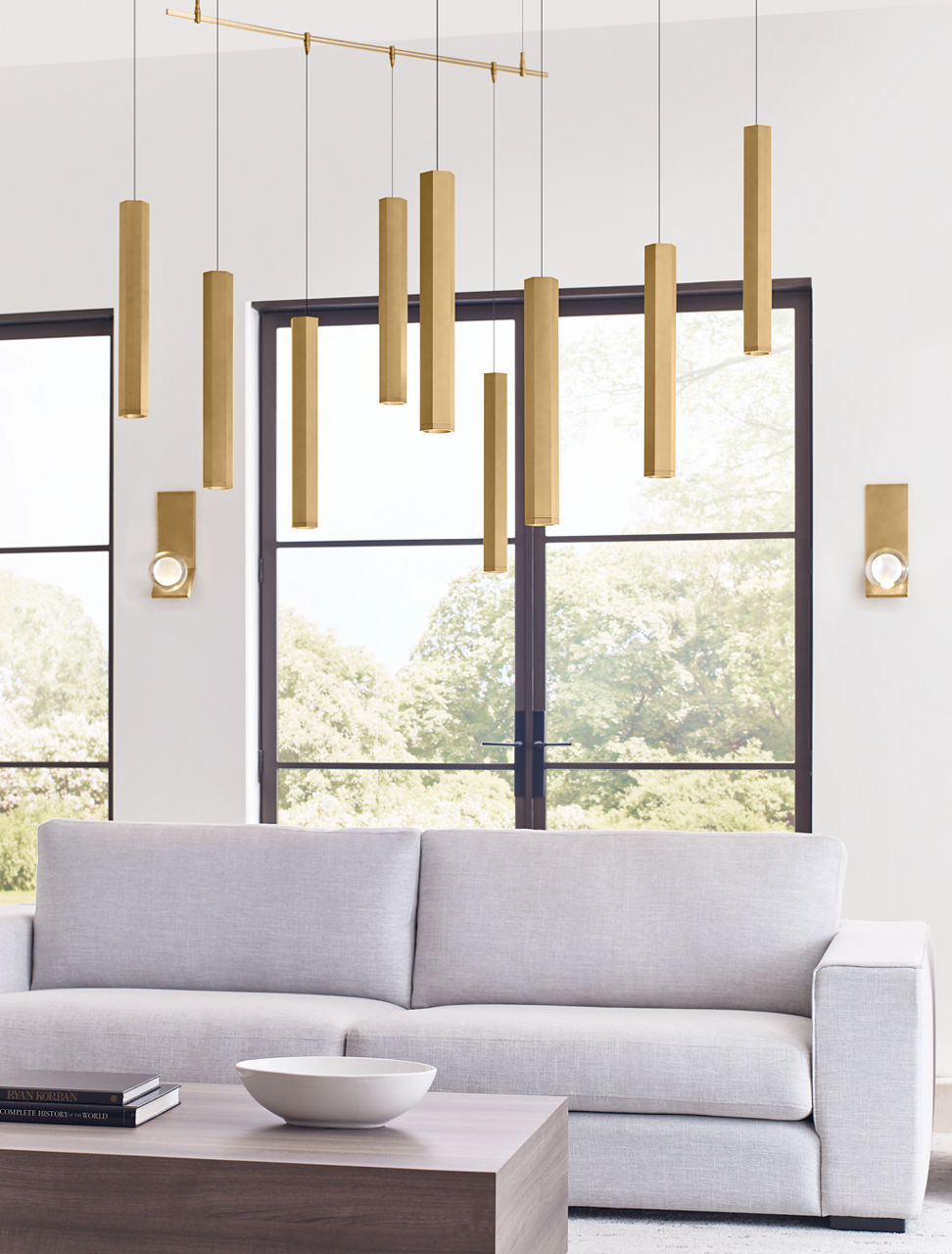 Blok Small Pendant | Aged Brass and Aged Brass |  MonoRail Bulb(s) Included