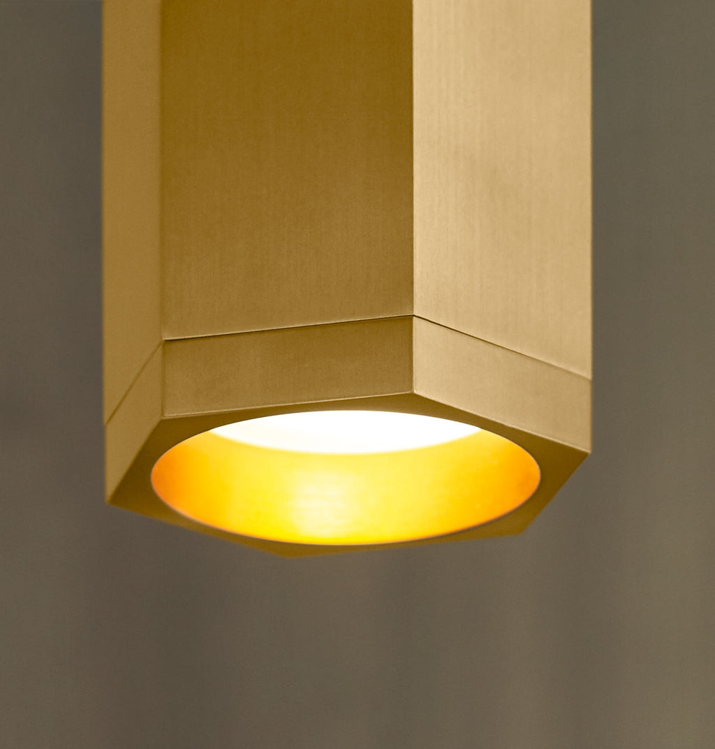 Blok Small Pendant | Aged Brass and Aged Brass |  MonoRail Bulb(s) Not Included