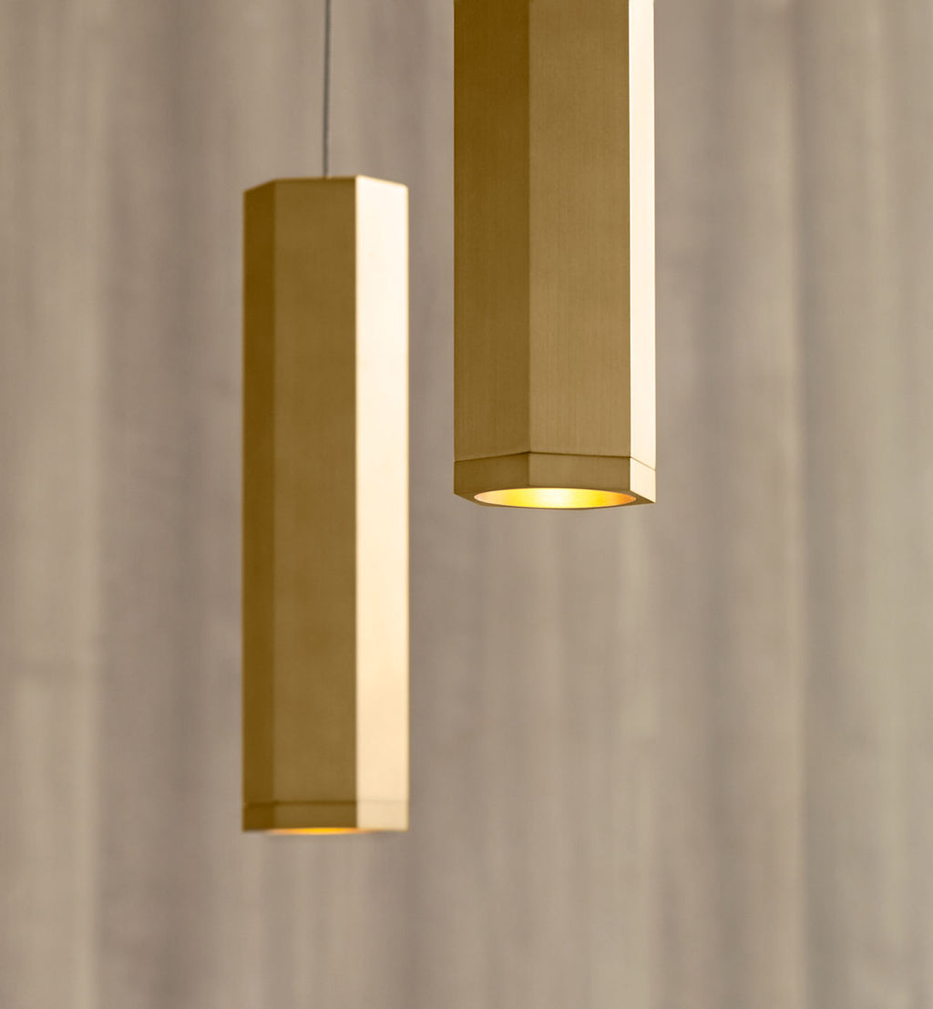Blok Small Pendant | Aged Brass and Aged Brass |  MonoRail Bulb(s) Not Included