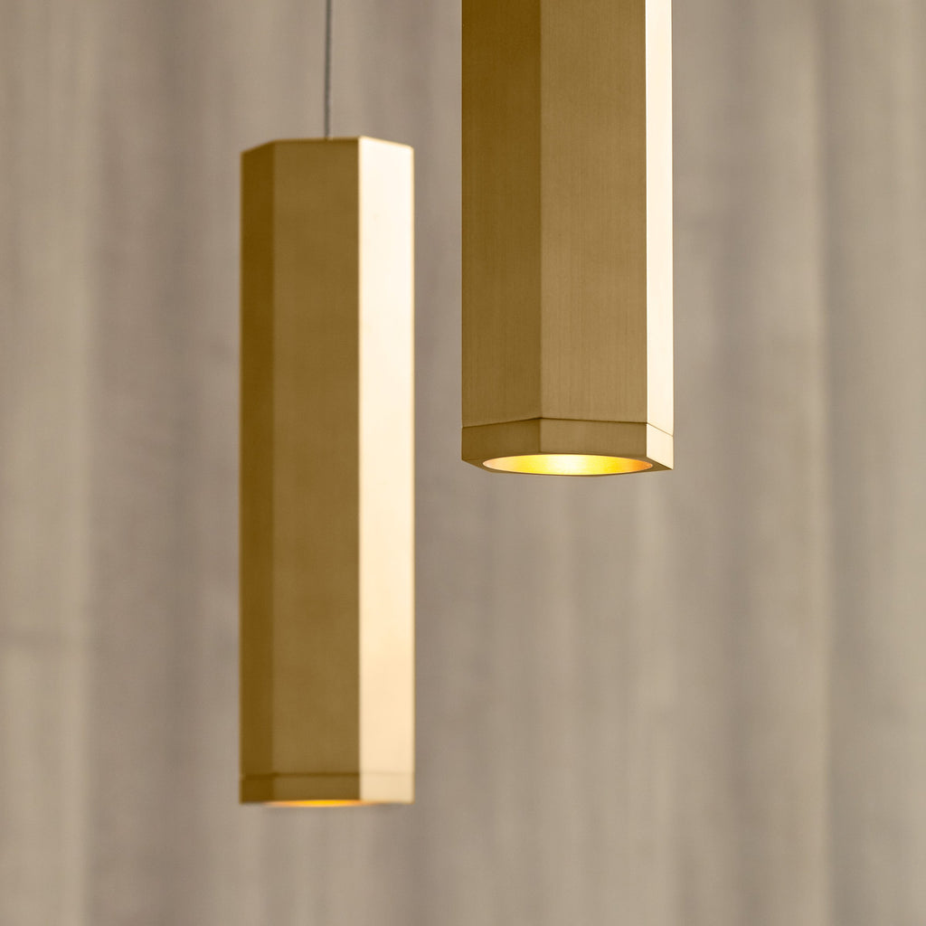 Blok Small Pendant | Aged Brass and Aged Brass |  MonoRail Bulb(s) Included