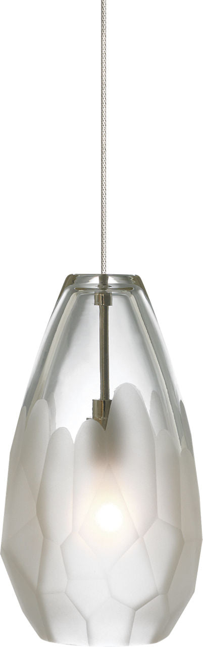 Briolette Pendant | Satin Nickel | Frost glass FreeJack Bulb(s) Not Included